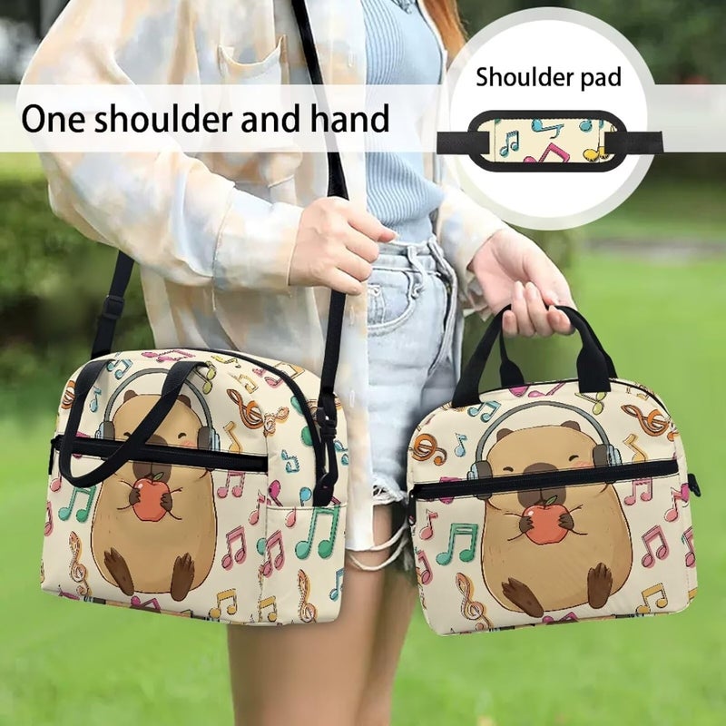 Yuosegray Capybara Simple Modern Lunch Box for Girls 4-6 Note Card Preschool Lunch Box Boys 6-8 One Piece Meal Bag for Kids 8-10 Kindergarten Toddler Children Elementary School Adjustable Strap - Image 3
